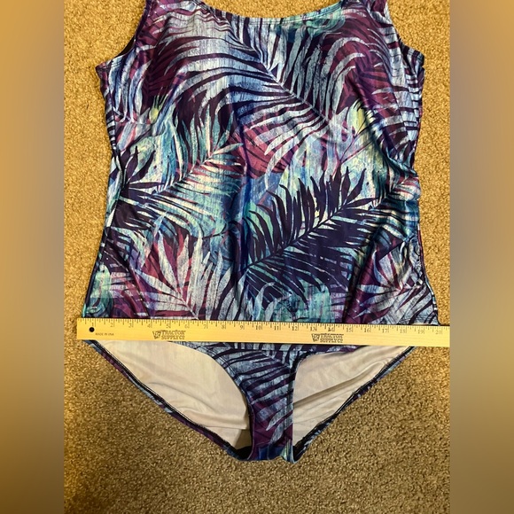 Aquabelle Tropical Blue One- Piece Swimsuit size 24 - Picture 4 of 16